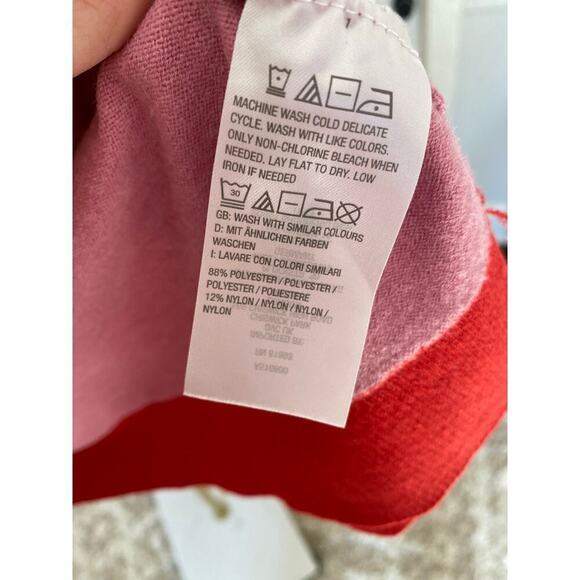 Candace Cameron Bure Colorblock Cardigan Preppy Parisian Red Pink Classic Bougie - Picture 9 of 9